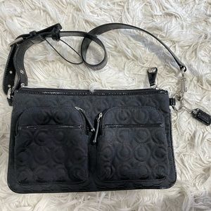 Vintage Black Coach Belt Bag with Purple Interior